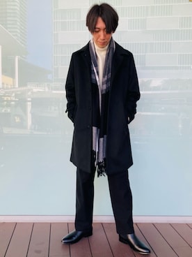「アイテム（ステンカラーコート）」を使った、COMME CA ISM STAFFさん（メンズ・175cm）の秋コーディネート