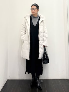 「アイテム（ダウンジャケット/コート、ベージュ系）」を使った、COMME CA ISM STAFFさん（レディース・157cm）の秋コーディネート