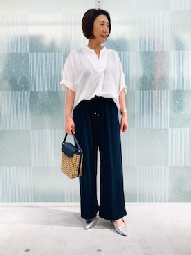 「COMME CA ISM（コムサイズム）のアイテム」を使った、COMME CA ISM STAFFさん（レディース・155cm）の夏コーディネート