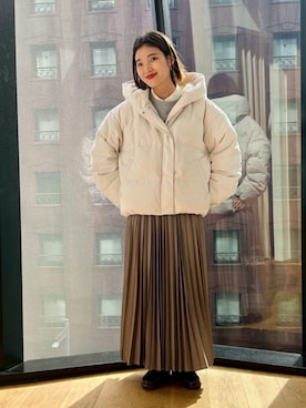 「アイテム（ダウンジャケット/コート、ベージュ系）」を使った、COMME CA ISM STAFFさん（レディース・151cm）の秋コーディネート
