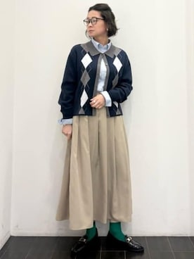 「COMME CA ISM（コムサイズム）の【宮城舞さん着用】ボックスシルエットクロップドシャツ（シャツ/ブラウス、ブルー系）」を使った、COMME CA ISM STAFFさん（レディース・156cm）の春コーディネート