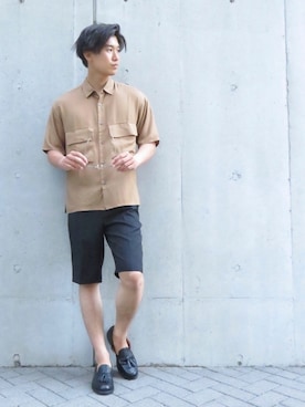 「COMME　CA COMMUNE（コムサコミューン）のアイテム（シューズ）」を使った、COMME CA ISM STAFFさん（メンズ・180cm）の夏コーディネート