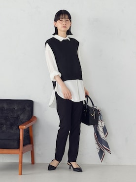 「アイテム（ストール/ショール）」を使った、COMME CA ISM STAFFさん（レディース・162cm）の秋コーディネート