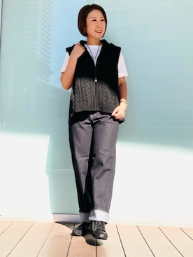 「ONIGIRI（オニギリ）のアイテム（パンツ）」を使った、COMME CA ISM STAFFさん（レディース・155cm）の秋コーディネート