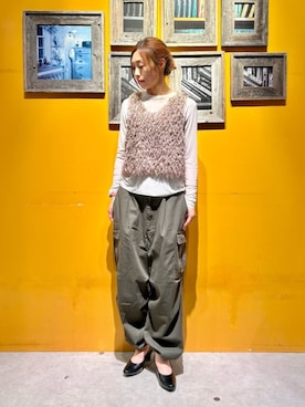 「Purple&Yellow（パープルアンドイエロー）のアイテム」を使った、COMME CA ISM STAFFさん（レディース・166cm）の秋コーディネート