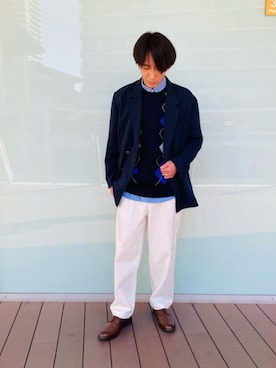 「COMME CA ISM（コムサイズム）のアイテム（パンツ）」を使った、COMME CA ISM STAFFさん（メンズ・175cm）の春コーディネート