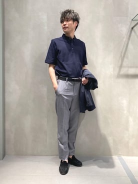 「COMME CA ISM（コムサイズム）のピンレスベルト（ベルト、ブラック系）」を使った、COMME CA ISM STAFFさん（レディース・156cm）の春コーディネート