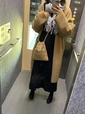 「COQULE（コクレ）のアイテム（ノーカラーコート）」を使った、＊ぴぴさん（レディース・162cm）の秋コーディネート