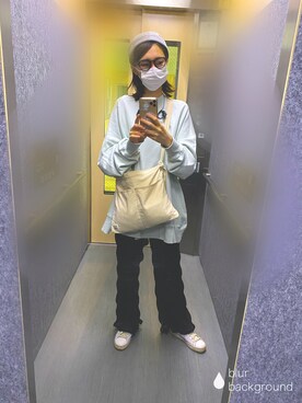 「ゆるゆる」｜「アイテム（スウェット）」を使った、＊ぴぴさん（レディース・162cm）の春コーディネート