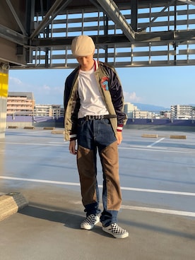 「DIESEL（ディーゼル）のアイテム（スタジャン）」を使った、とーやさん（メンズ・161cm）の夏コーディネート