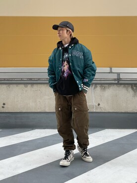 「DIESEL（ディーゼル）のアイテム（スタジャン）」を使った、とーやさん（メンズ・161cm）の秋コーディネート