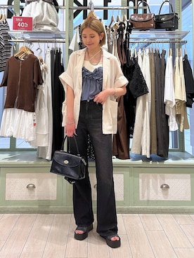 「LOWRYS FARM（ローリーズファーム）のフリルビスチェ　 252717（キャミソール）」を使った、shioriさん（レディース・167cm）の夏コーディネート