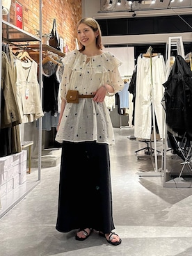 「LOWRYS FARM（ローリーズファーム）のシシュウミニワンピースＳＳ　1046529（ワンピース、ホワイト系）」を使った、shioriさん（レディース・167cm）の夏コーディネート