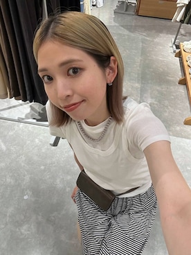 「LOWRYS FARM（ローリーズファーム）の２ＰタンクレイヤードＳＳ 1048915（Tシャツ/カットソー、ホワイト系）」を使った、shioriさん（レディース・167cm）の夏コーディネート