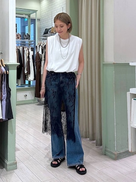 「LOWRYS FARM（ローリーズファーム）のバルーンプルオーバーフレンチスリーブ　574769（Tシャツ/カットソー）」を使った、shioriさん（レディース・167cm）の夏コーディネート