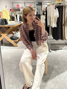 「LOWRYS FARM（ローリーズファーム）のチュールレイヤードキャミ 1045806（キャミソール、ブラック系）」を使った、shioriさん（レディース・167cm）の夏コーディネート
