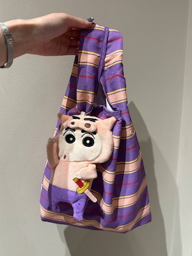 「LOWRYS FARM（ローリーズファーム）の【クレヨンしんちゃん】ポーチ付きエコBAG 826686/GOODS（エコバッグ/サブバッグ、その他）」を使った、shioriさん（レディース・167cm）の夏コーディネート