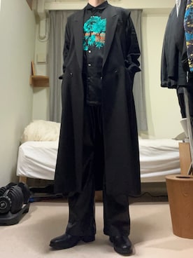 「アイテム（チェスターコート）」を使った、緇狐 さん（メンズ・165cm）の秋コーディネート