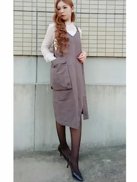 「Sawa a la mode（サワアラモード）のアイテム（オールインワン・サロペット）」を使った、mocoさん（レディース・160cm）の冬コーディネート