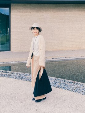 「SNIDEL（スナイデル）のアイテム（ノーカラージャケット）」を使った、Chine Chenさん（レディース・158cm）の冬コーディネート