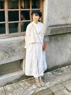 「ALL BLACK（オールブラック）のアイテム」を使った、Chine Chenさん（レディース・158cm）の秋コーディネート