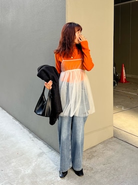 「feepur（フェピュール）のアイテム（デニムパンツ）」を使った、yuri さん（レディース・162cm）の秋コーディネート