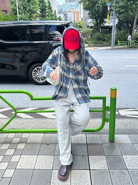 「アイテム（帽子）」を使った、yuri さん（レディース・162cm）の夏コーディネート