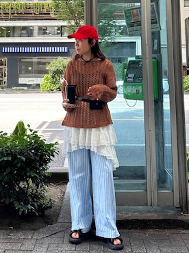 「アイテム（キャップ）」を使った、yuri さん（レディース・162cm）の夏コーディネート