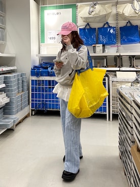「ブルーコーデ」｜「アイテム（キャップ）」を使った、yuri さん（レディース・162cm）の春コーディネート