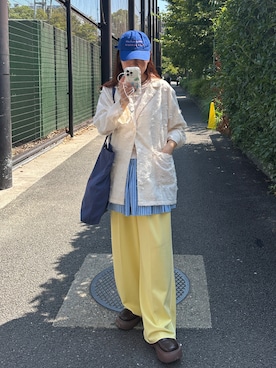 「アイテム（テーラードジャケット、ホワイト系）」を使った、yuri さん（レディース・162cm）の秋コーディネート