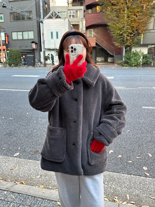 ステンカラー ボアミドルコート（ステンカラーコート）｜PILIT