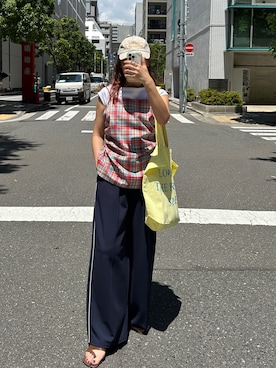 「PILIT（ピリット）のアイテム（キャップ）」を使った、yuri さん（レディース・162cm）の夏コーディネート