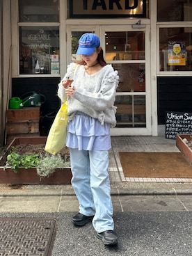 「アイテム（キャップ）」を使った、yuri さん（レディース・162cm）の秋コーディネート