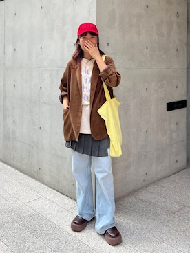 「アイテム（帽子）」を使った、yuri さん（レディース・162cm）の夏コーディネート