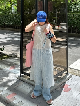 「アイテム（帽子）」を使った、yuri さん（レディース・162cm）の夏コーディネート
