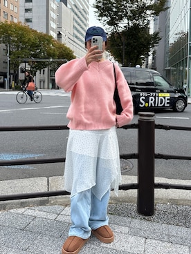 「アイテム（キャップ）」を使った、yuri さん（レディース・162cm）の秋コーディネート