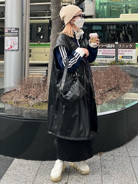 「メンズライクコーデ」｜「アイテム（モッズコート）」を使った、ayanoさん（レディース・154cm）の冬コーディネート