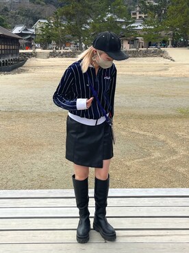 「FILA（フィラ）のアイテム（ジャケット/アウター）」を使った、ayanoさん（レディース・154cm）の春コーディネート