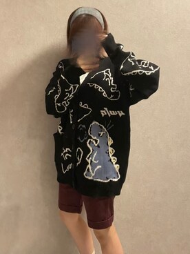 「HOOK（フック）のアイテム（カーディガン/ボレロ）」を使った、なpoまるさん（レディース・156cm）の冬コーディネート