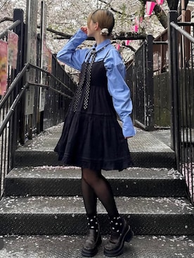 「VIVIAN（ヴィヴィアン）の厚底ギャザーローファー（ローファー、ブラウン系）」を使った、VIVIAN COLLECTIONさん（レディース・160cm）の春コーディネート