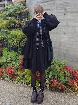 「VIVIAN（ヴィヴィアン）の厚底ギャザーローファー（ローファー、ブラウン系）」を使った、VIVIAN COLLECTIONさん（レディース・160cm）の春コーディネート