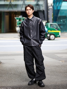「レザーコーデ」｜ライアンさん（メンズ・175cm）の秋コーディネート