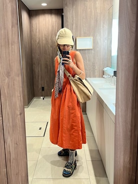 「アイテム（ワンピース/ドレス、オレンジ系）」を使った、aikoさん（レディース・158cm）の秋コーディネート