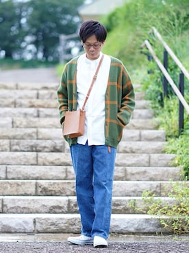 「Lui's（ルイス）のナローベルト（ベルト）」を使った、ヒデさん（メンズ・165cm）の秋コーディネート