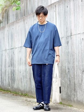 「Lui's（ルイス）のナローベルト（ベルト）」を使った、ヒデさん（メンズ・165cm）の夏コーディネート