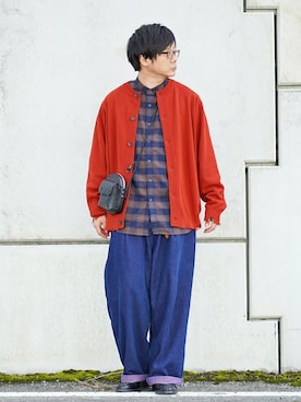 「Lui's（ルイス）のナローベルト（ベルト）」を使った、ヒデさん（メンズ・165cm）の秋コーディネート