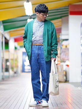 「Lui's（ルイス）のナローベルト（ベルト）」を使った、ヒデさん（メンズ・165cm）の春コーディネート