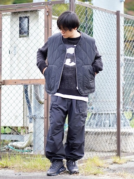 「green label relaxing（グリーンレーベルリラクシング）の【WEB限定】＜GLR/ -or（ジーエルアール オア）＞キルティング ベスト -ユニセックス-（ベスト）」を使った、ヒデさん（メンズ・165cm）の秋コーディネート