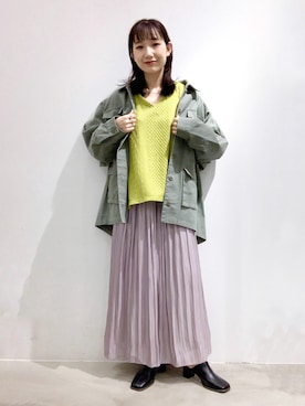 「ピスタチオ」｜「アイテム（ミリタリージャケット）」を使った、yoshikaさん（レディース・156cm）の冬コーディネート