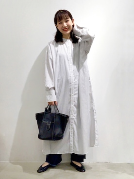 「LEPSIM（レプシィム）のアイテム（シャツワンピース）」を使った、yoshikaさん（レディース・156cm）の冬コーディネート